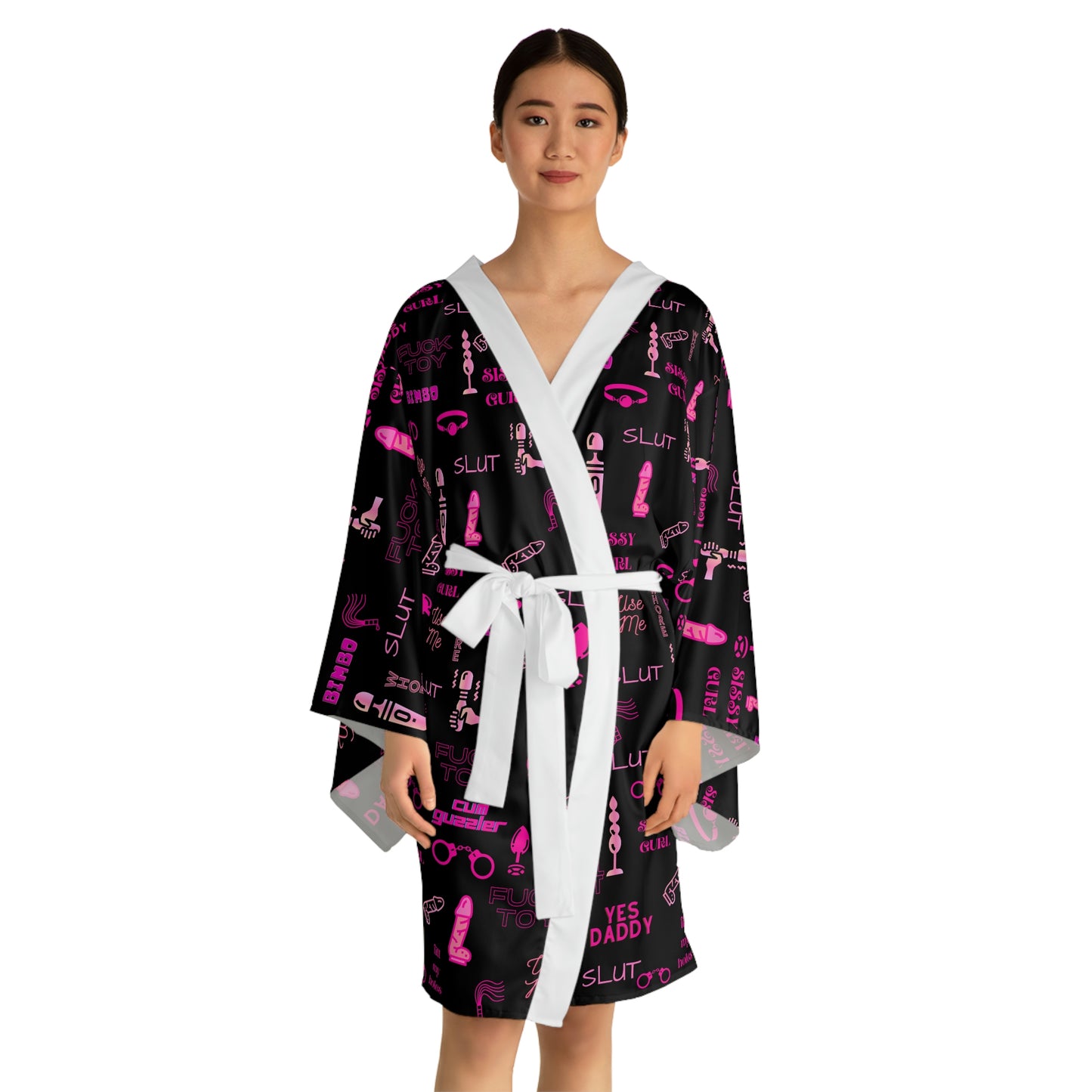 Sissy humiliation clothing Long Sleeve Kimono Robe