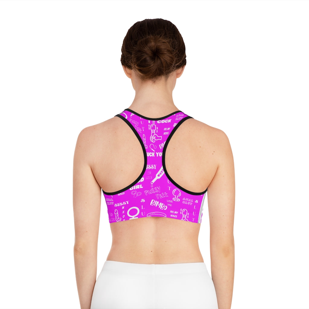 Sissy Print T shirt Sports Bra (AOP). Feminization. Sissification. Sisst clothing. Sissy Crop top
