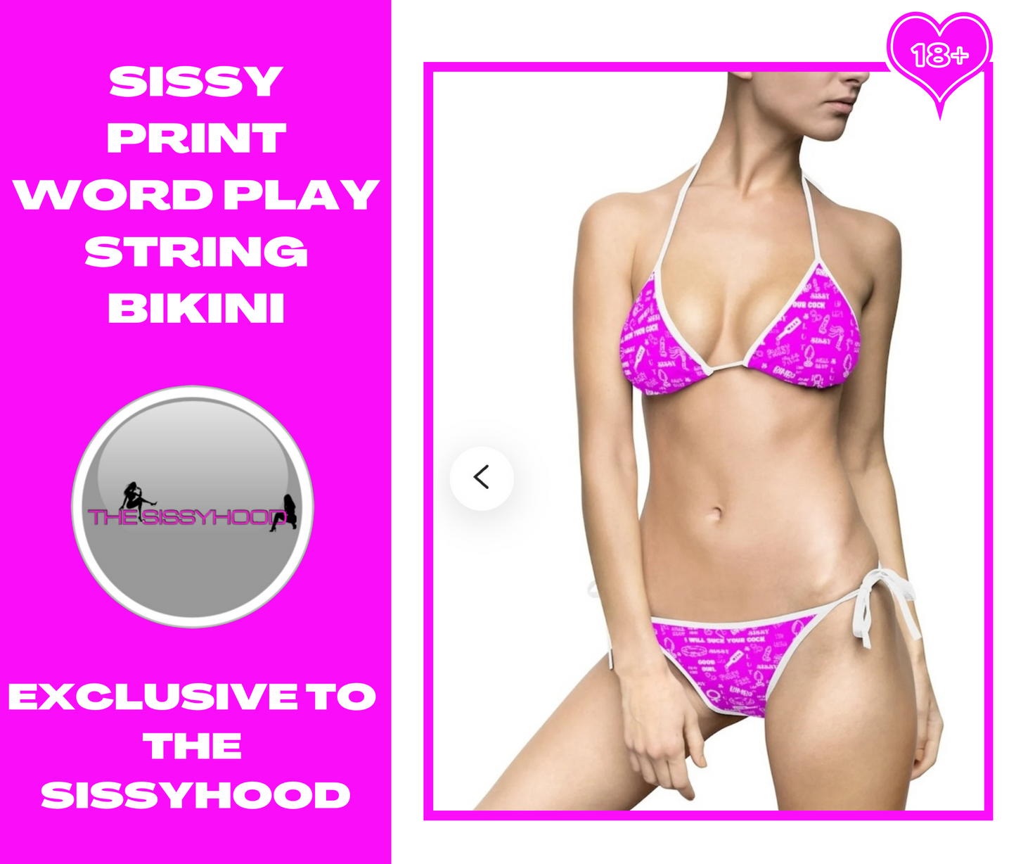 SISSY PRINT Bikini Swimsuit. Sissy clothing. Humiliating sissy panties. Sissification. Feminization