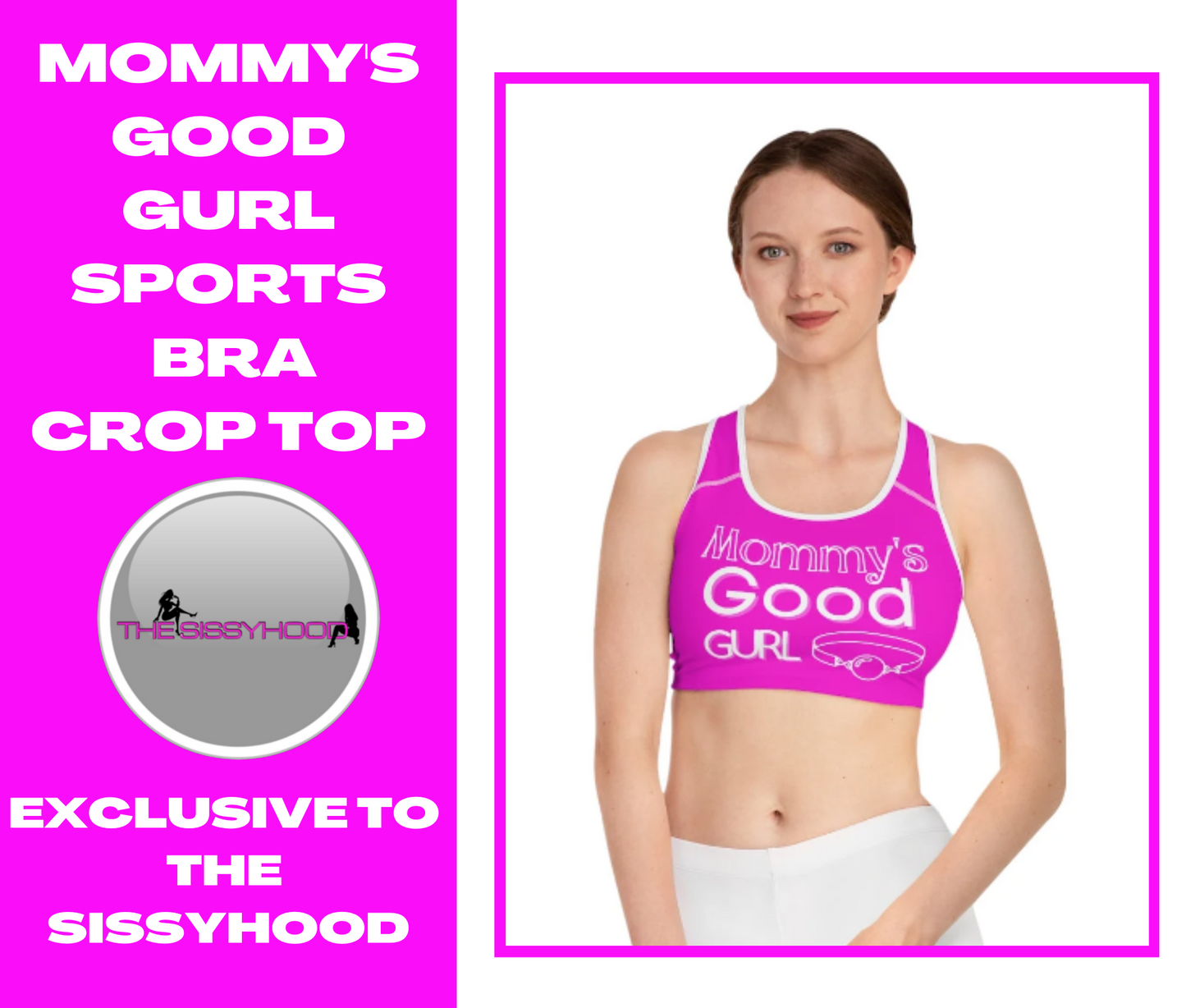 Mommy's good girl Sports Bra (AOP). Sissy clothing. Sissification. Feminization