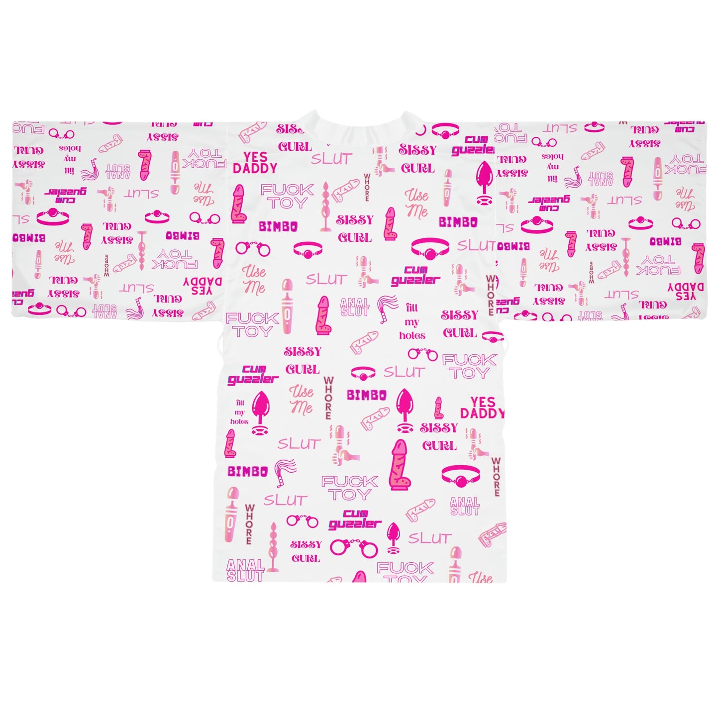 Sissy humiliation print Long Sleeve Kimono Robe
