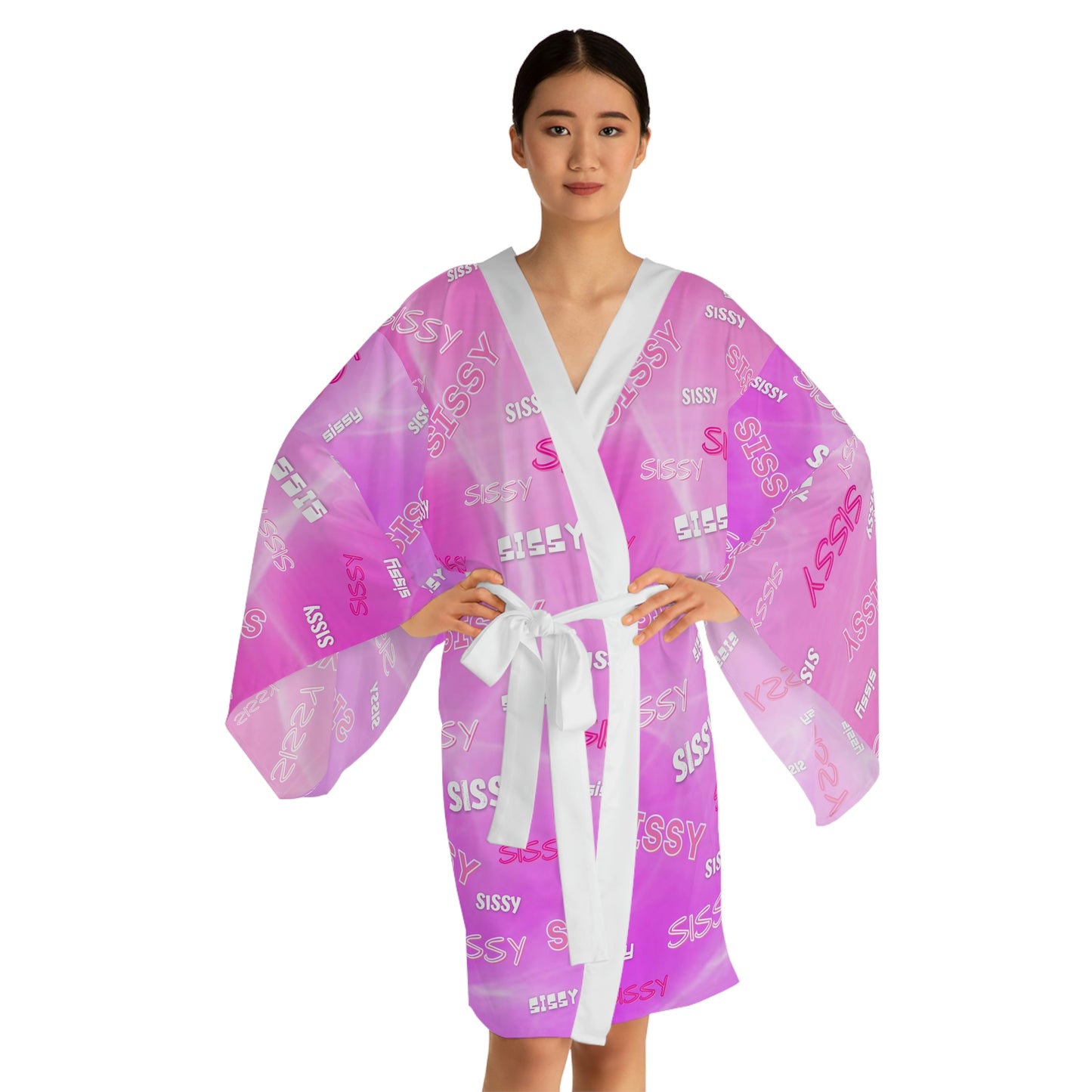 SISSY PRINT Long Sleeve Kimono Robe