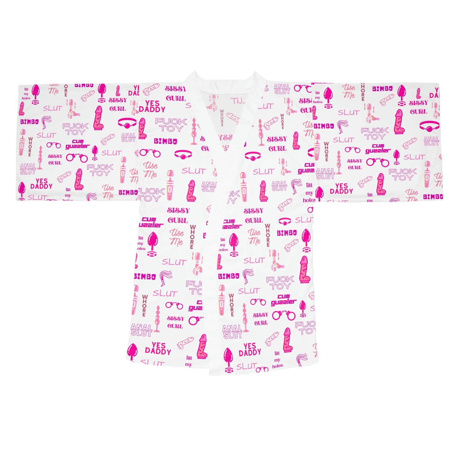 Sissy humiliation print Long Sleeve Kimono Robe