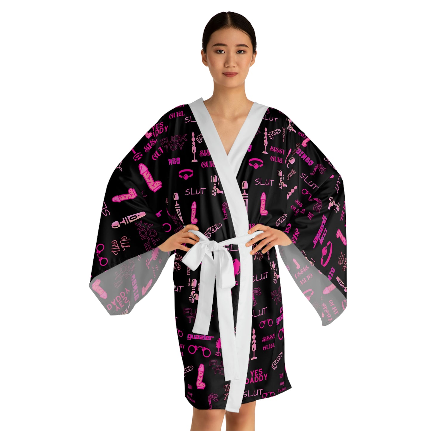 Sissy humiliation clothing Long Sleeve Kimono Robe