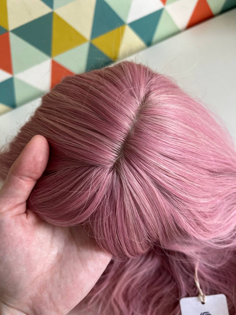 Pink or Blonde Wig With Bangs Medium Length Bob Wavy Wig Lolita Heat Resistant Fibers