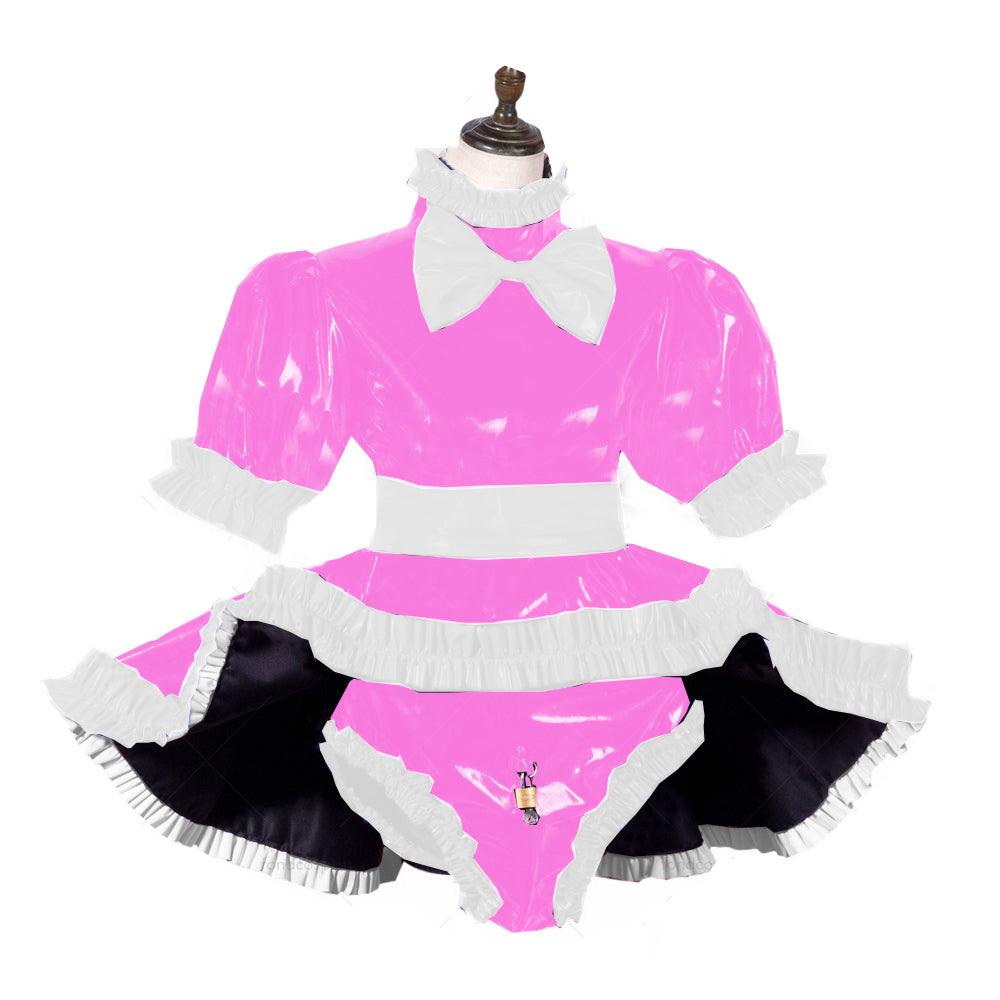 Sissy Dress Lockable Women Clothing Panties Lolita French Maid Set Cosplay Costumes Plus Size S-6X