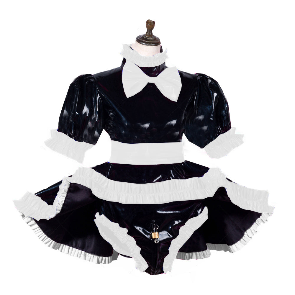 Sissy Dress Lockable Women Clothing Panties Lolita French Maid Set Cosplay Costumes Plus Size S-6X