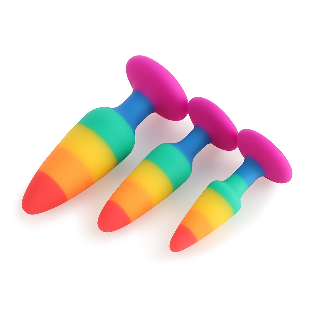 Silicone Rainbow Female/Male Anal Plug Dildo Stimulator Prostate Butt Plug Massager Adult Game BDSM Sex Toys For Women