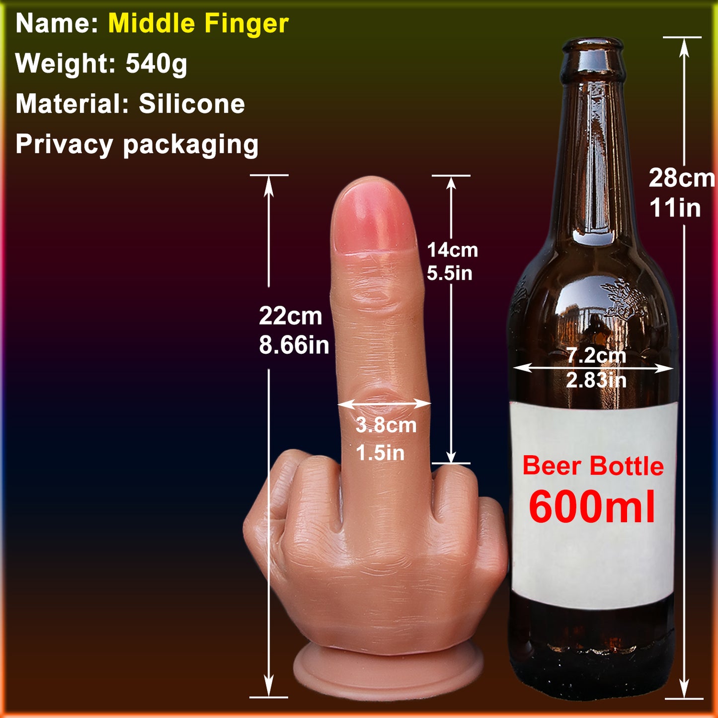 Huge Spoof Middle Finger Gift Thick Dildo Soft Silicone Dick Big Suction Cup Artificial Penis Anal Plug Sex Toy