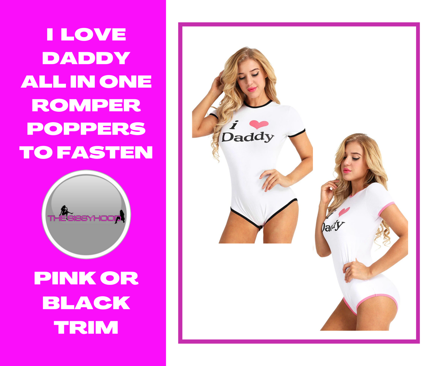 Adult Babies Romper I Love Daddy Pattern One Piece Short Sleeve Crotch Cotton Jumpsuit Diaper Lovers Leotard Bodysuit