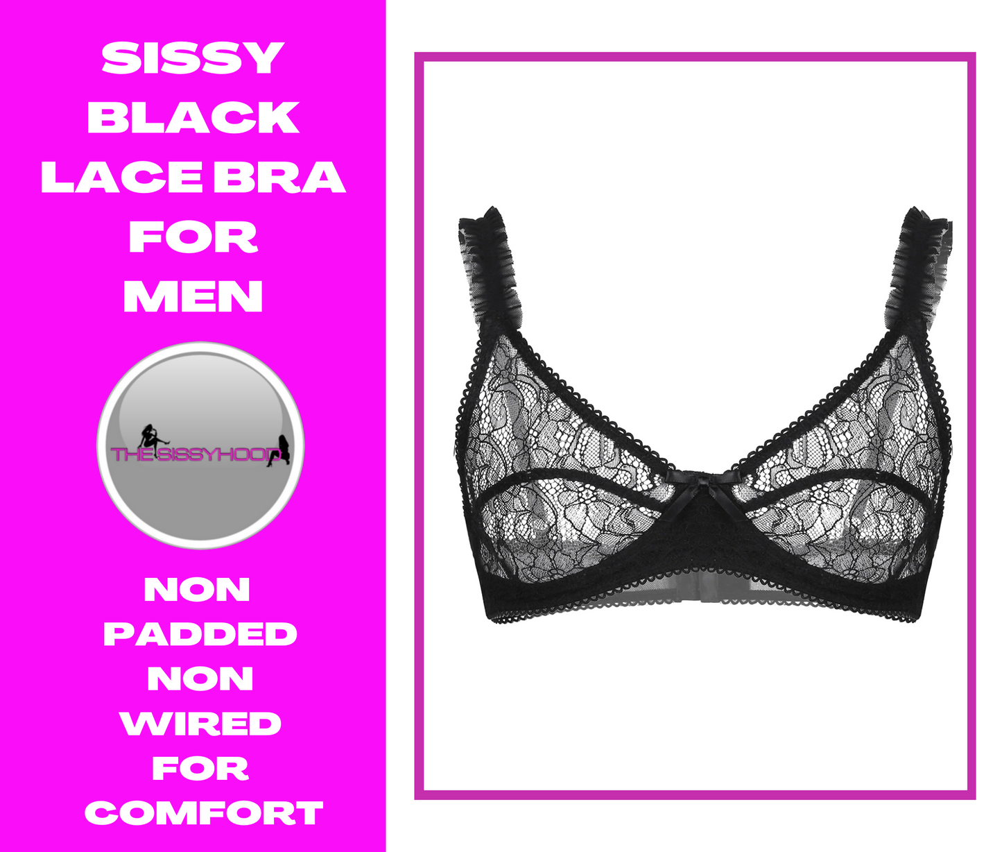 Mens Sissy Bikini Top Beach Bralette Top Soft See Through Sheer Floral Lace Lingerie Bralette Bra Tops