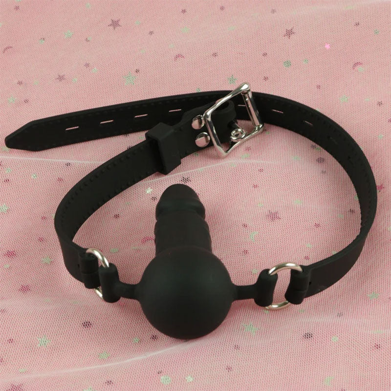 Penis Gag,Mouth Gags,Oral Sex Mouth Plug,Penis Ball Gags,Adult Sex Bondage Dildo Mouth Penetration Gag,BDSM Gear for Submissive