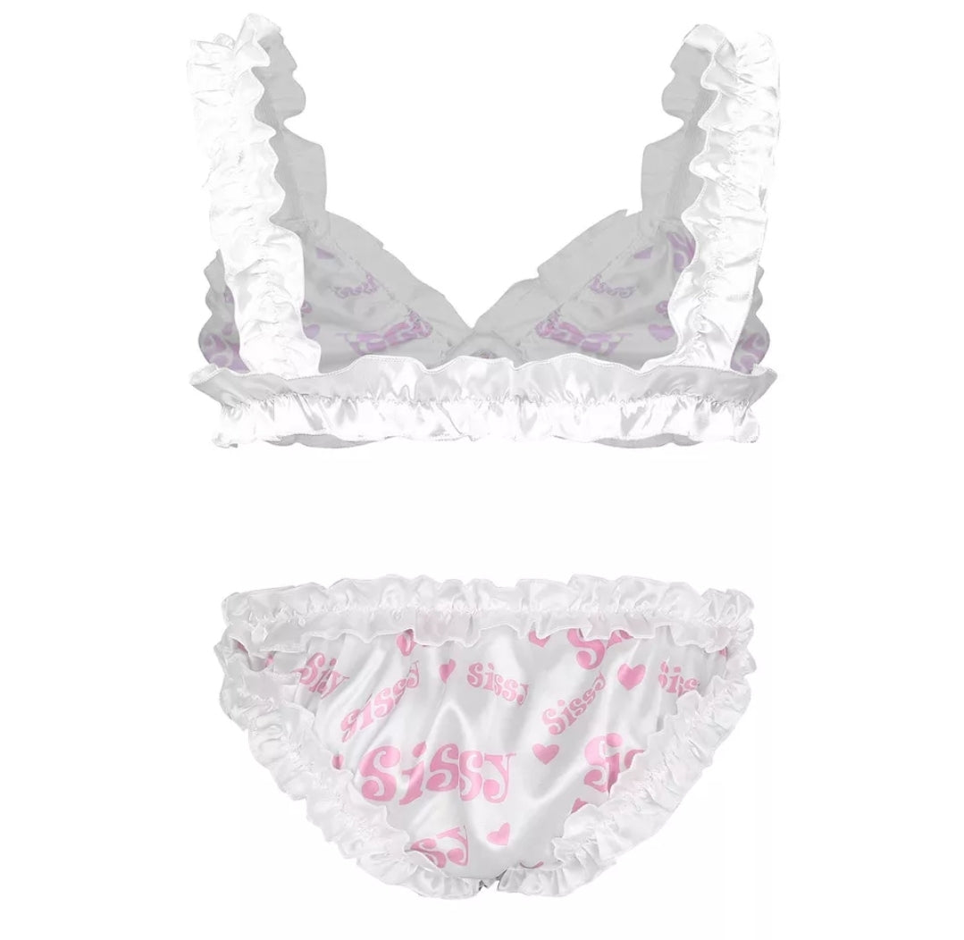 Pretty Frilly sissy print lingerie for 'men'