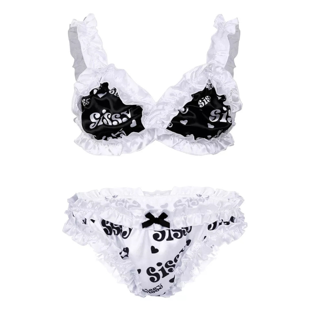 Pretty Frilly sissy print lingerie for 'men'
