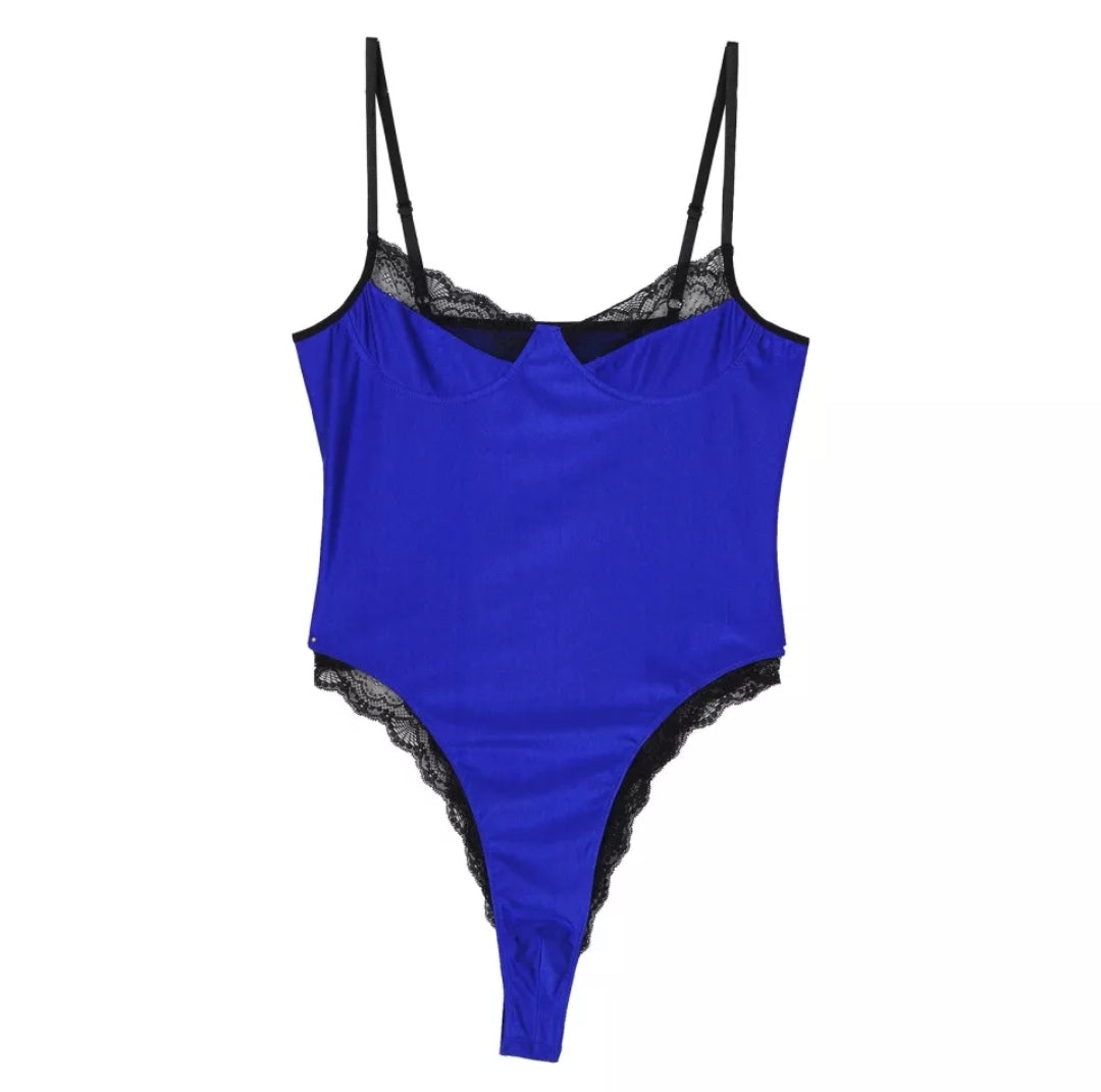 Men Lace Trimming Bodycon Bodysuit Sissy Spaghetti Strap Sleeveless Unlined Wireless Bra Lingerie Teddies Catsuit