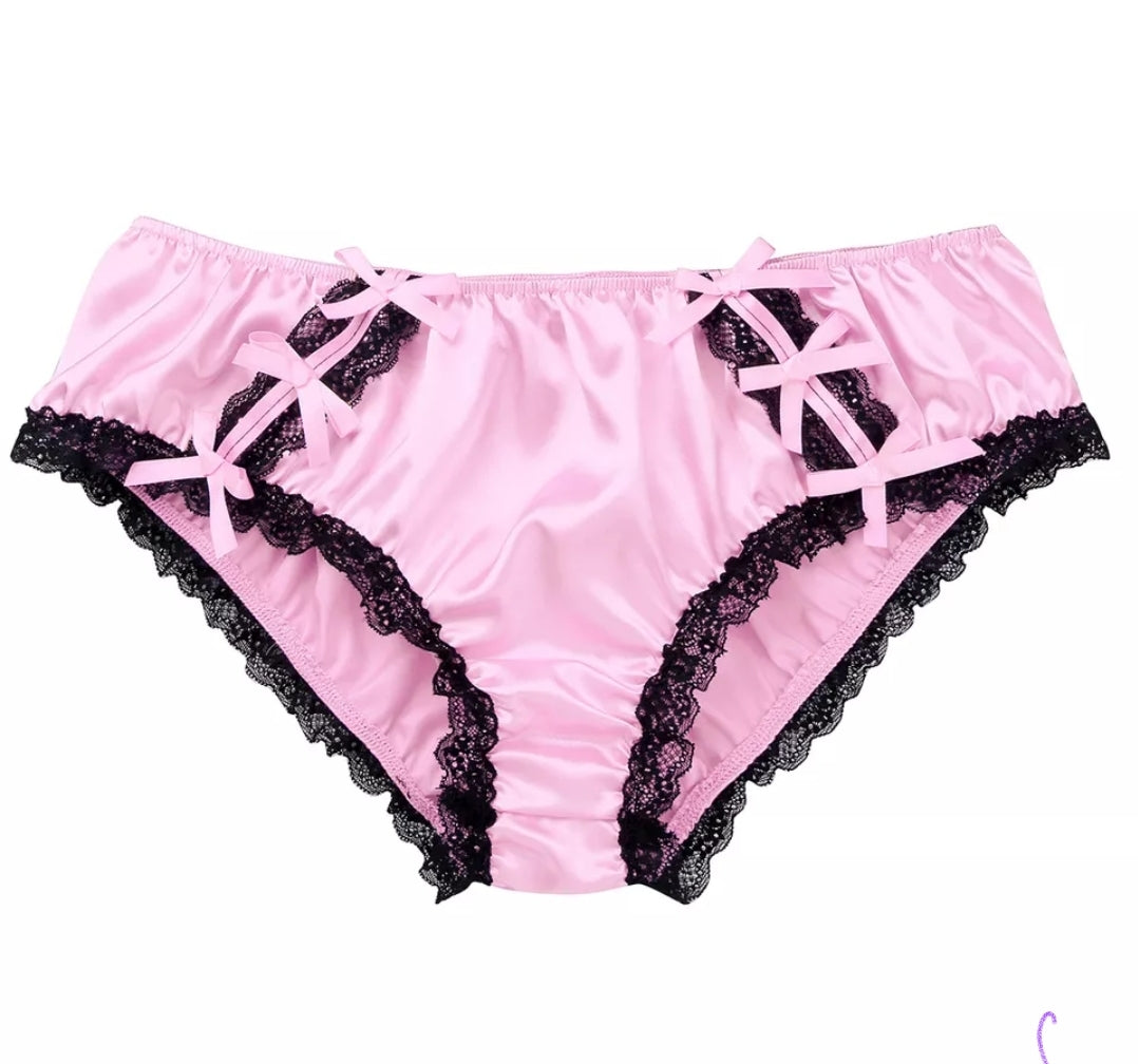Sissy Mens Shiny Soft Ruffled Floral Lace Satin Lingerie Low Rise Panties Stretchy Bikini Briefs Underwear Sexy Male Underpants