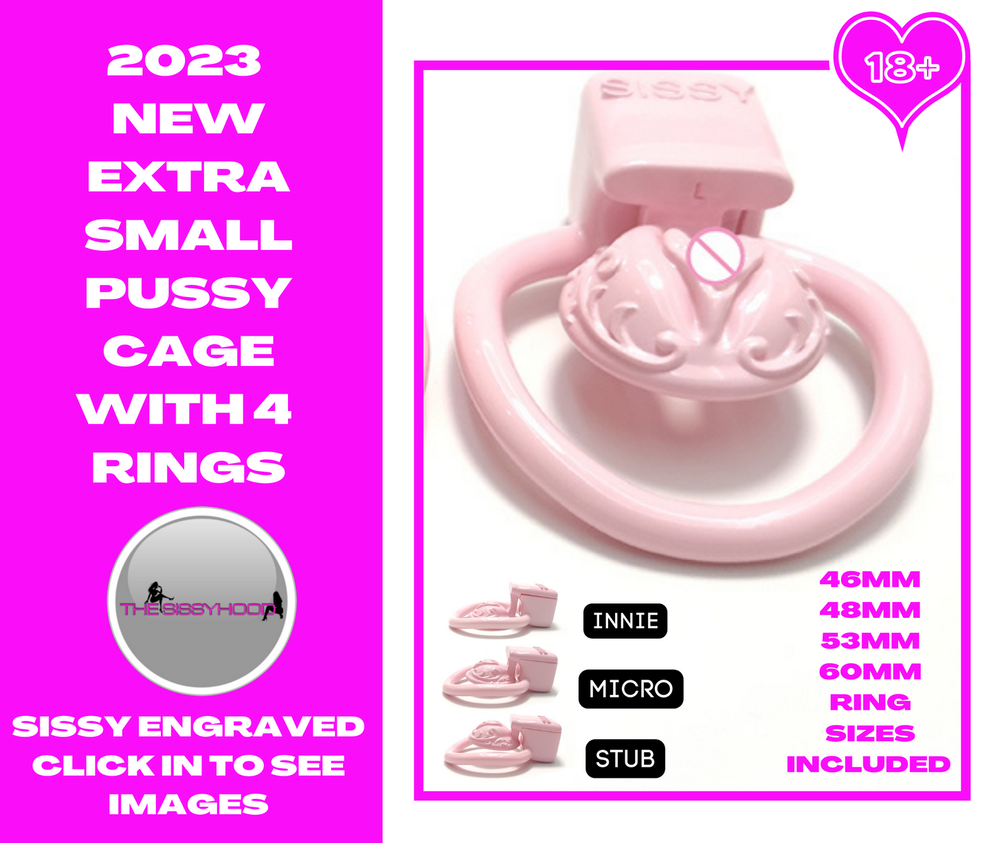 Super Small Sissy BDSM Pussy Vaginal Chastity Cage 4Rings Male Chastity Devices Cock Cage CD TS Penis Ring Lock Sex Toys