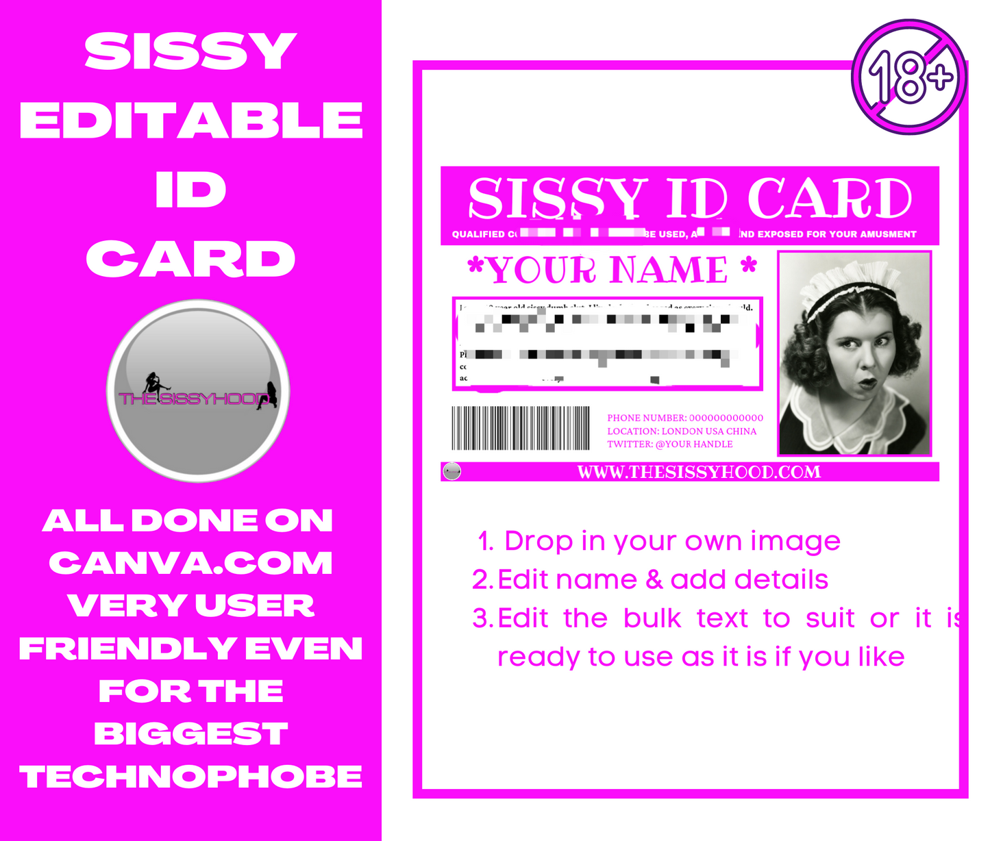 Sissy ID card. Humiliation tasks for submissive training. Sissy task. Sissy training. Femdom. Submissive game. Femdom tasks