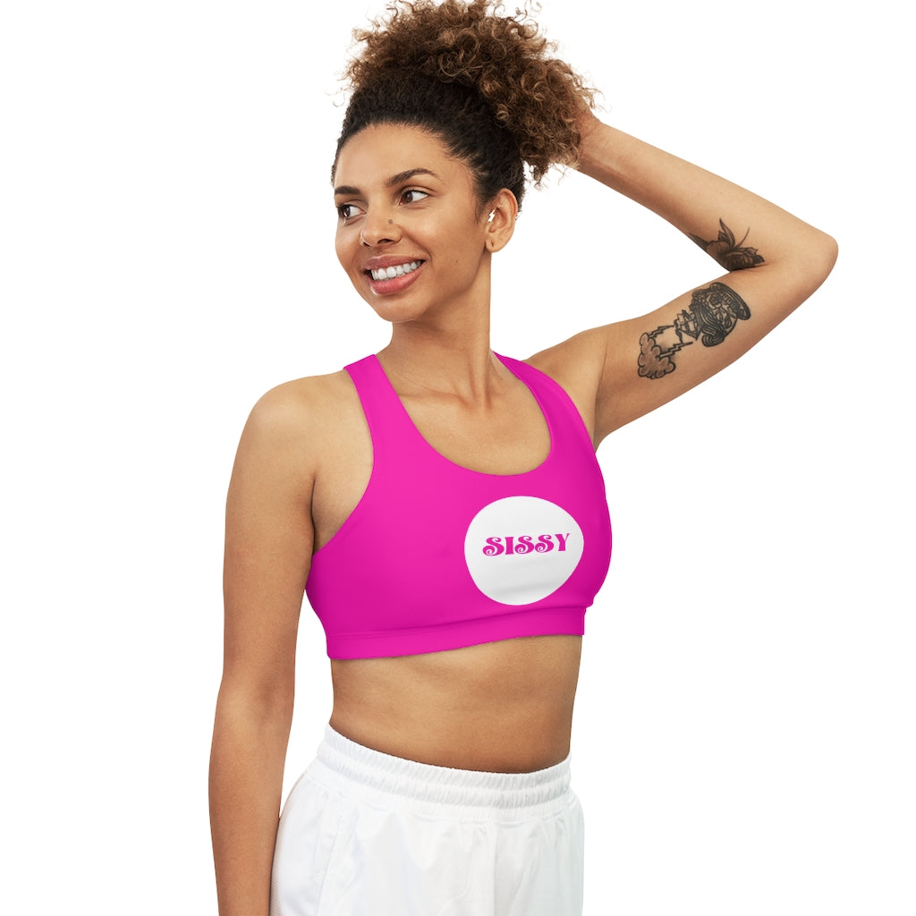 Sissy print Seamless Sports Bra (AOP). Sissy clothes. Feminization. sissification.