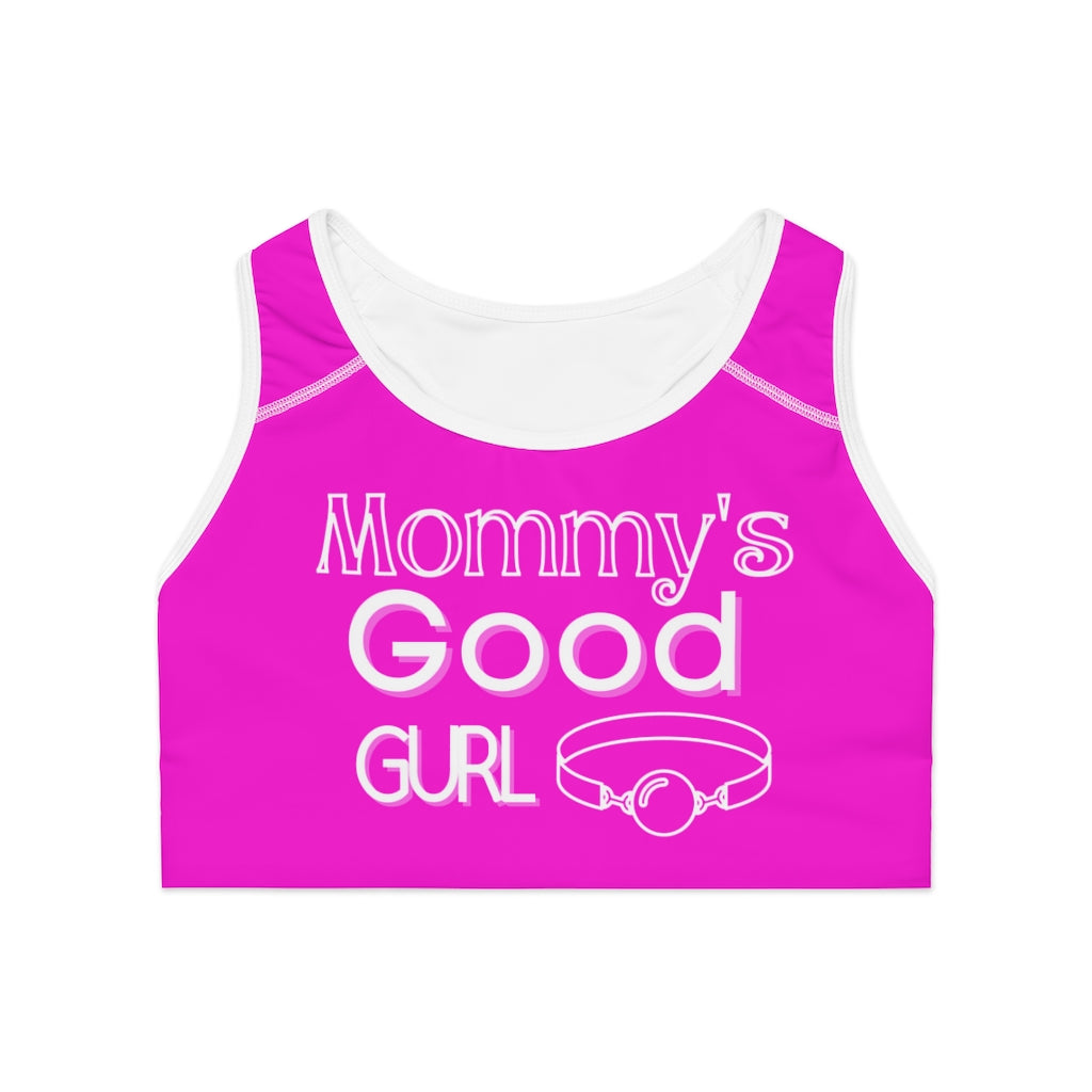 Mommy's good girl Sports Bra (AOP). Sissy clothing. Sissification. Feminization