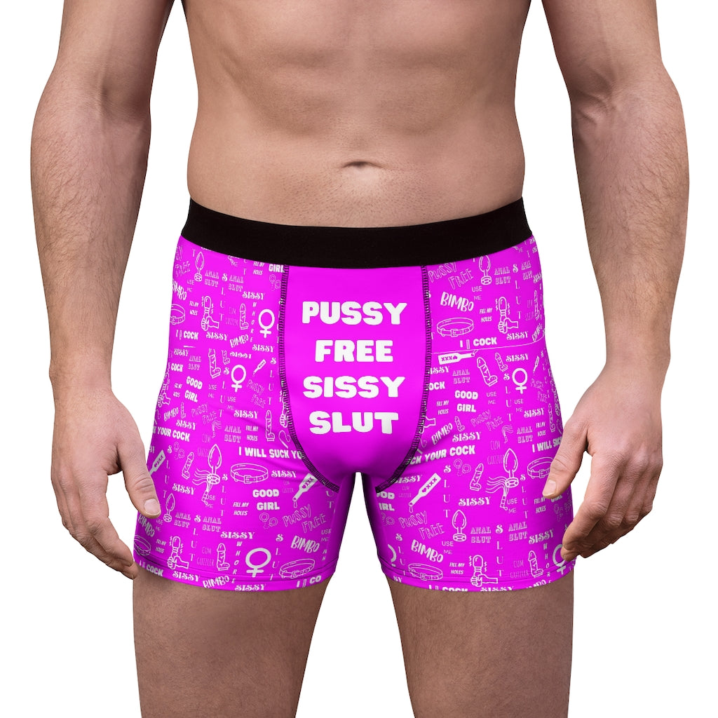 Sissy print pussy free Men's Boxer Briefs. Sissy clothes. Submissive humiliation clothes.
