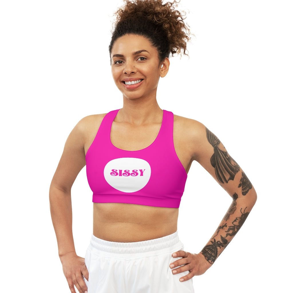 Sissy print Seamless Sports Bra (AOP). Sissy clothes. Feminization. sissification.