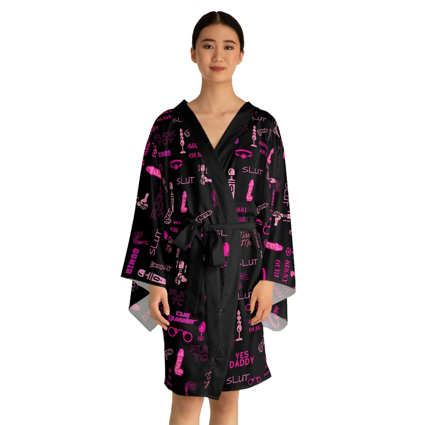 Sissy humiliation clothing Long Sleeve Kimono Robe