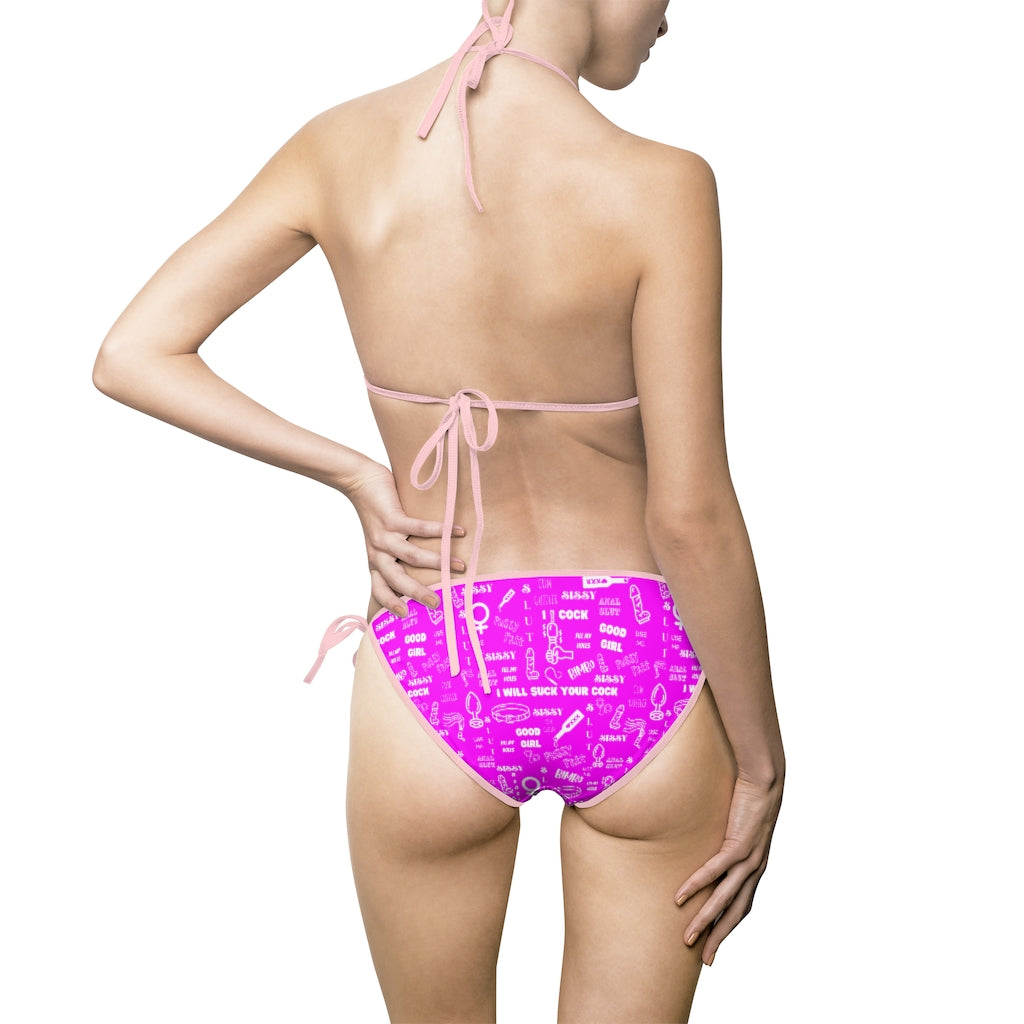 SISSY PRINT Bikini Swimsuit. Sissy clothing. Humiliating sissy panties. Sissification. Feminization