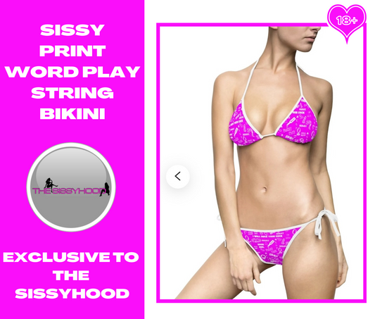 SISSY PRINT Bikini Swimsuit. Sissy clothing. Humiliating sissy panties. Sissification. Feminization
