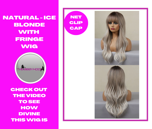 Natural blonde - ice blond ombre wig with fringe for comfort and easy styling