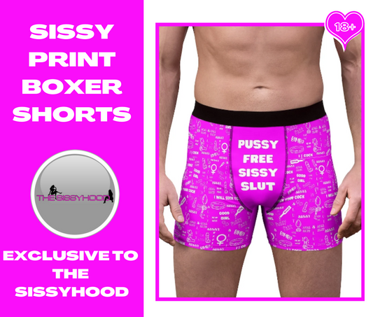 Sissy print pussy free Men's Boxer Briefs. Sissy clothes. Submissive humiliation clothes.