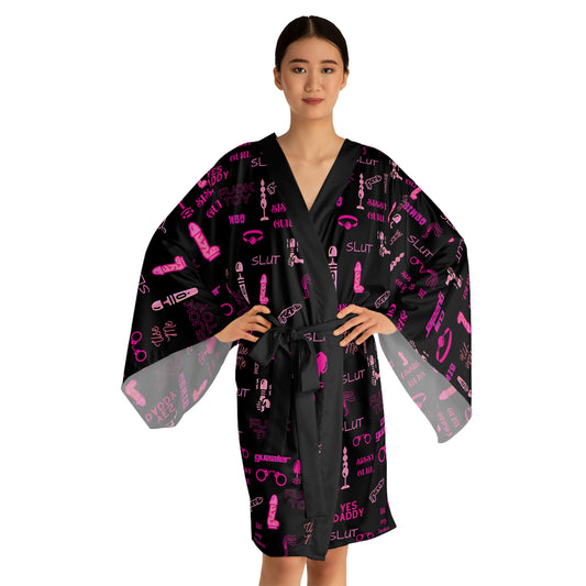 Sissy humiliation clothing Long Sleeve Kimono Robe