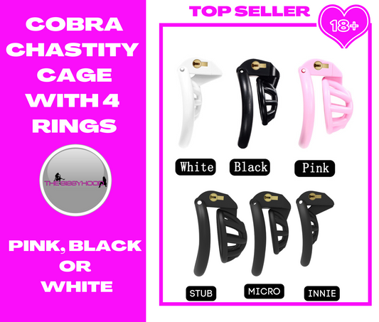 Cobra Male Chastity Device Positive/Negative With 4 Penis Rings,Super Small Cock Cage,BDSM Sex Toys For Men Gay