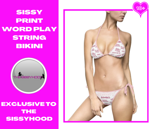sissy print Women's Bikini Swimsuit. Feminization. sissification. sissy clothing.