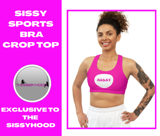 Sissy print Seamless Sports Bra (AOP). Sissy clothes. Feminization. sissification.