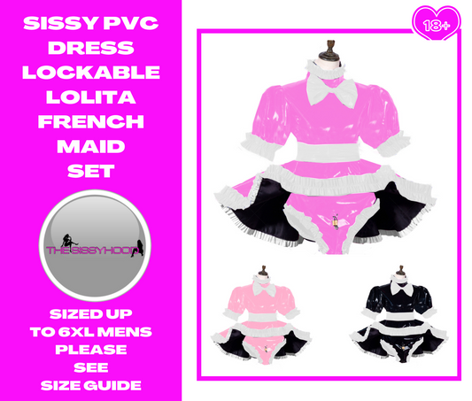 Sissy Dress Lockable Women Clothing Panties Lolita French Maid Set Cosplay Costumes Plus Size S-6X