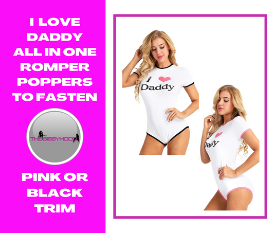 Adult Babies Romper I Love Daddy Pattern One Piece Short Sleeve Crotch Cotton Jumpsuit Diaper Lovers Leotard Bodysuit