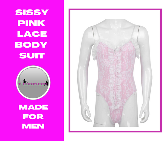Sissy Mens Lingerie One Piece Adjustable Spaghetti Shoulder Straps High Cut Sleepwear Mens Sexy Ruffle Lace Teddy Bodysuit