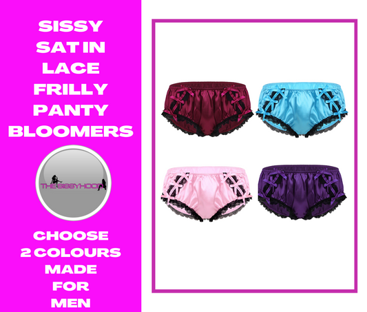 Sissy Mens Shiny Soft Ruffled Floral Lace Satin Lingerie Low Rise Panties Stretchy Bikini Briefs Underwear Sexy Male Underpants