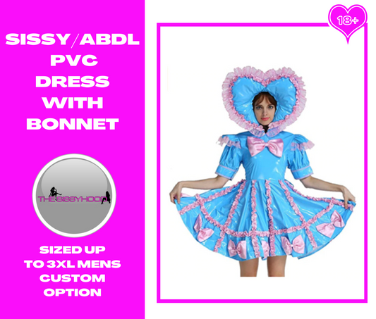 French Sissy Adult Baby PVC Lockable Dress Uniform Maid Role Play Dress Cross Skirt Customization
