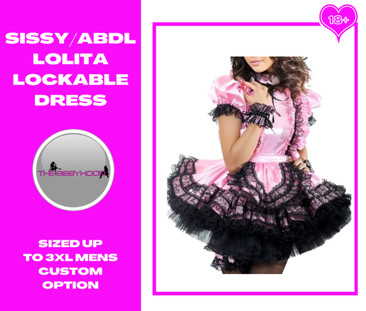 Lockable Gothic Sissy Dress Pink Lovely Lace Independent Apron Fluffy Bubble Sleeve Maid Costume Customization