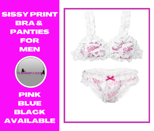 Pretty Frilly sissy print lingerie for 'men'