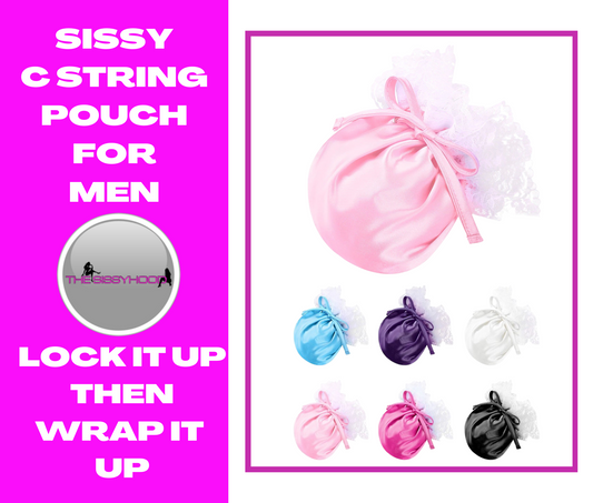 Mens Sissy C-String Lingerie Floral Lace Elastic Drawstring Satin Male Bulge Pouch Mini Briefs Underwear Male Sissy Briefs