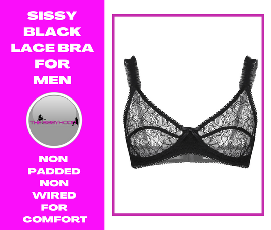 Mens Sissy Bikini Top Beach Bralette Top Soft See Through Sheer Floral Lace Lingerie Bralette Bra Tops