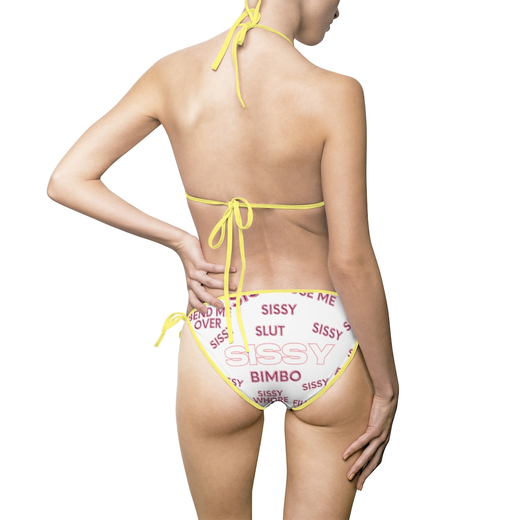 sissy print Women's Bikini Swimsuit. Feminization. sissification. sissy clothing.