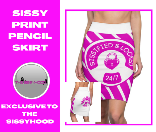 Sissified & Locked Pencil Skirt